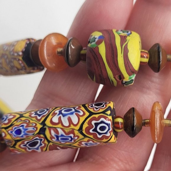 VTG Signed VOGUE African Mask Painted Beaded Pendant Necklace RARE - Picture 10 of 11